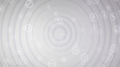 animation of white digital icons over white circles