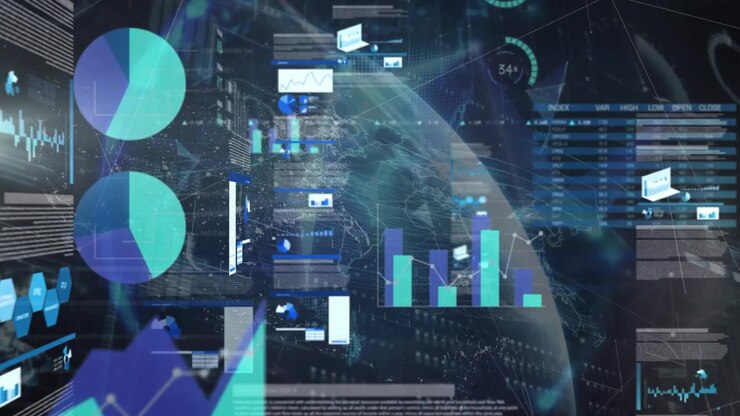 Animation of globe with financial data processing