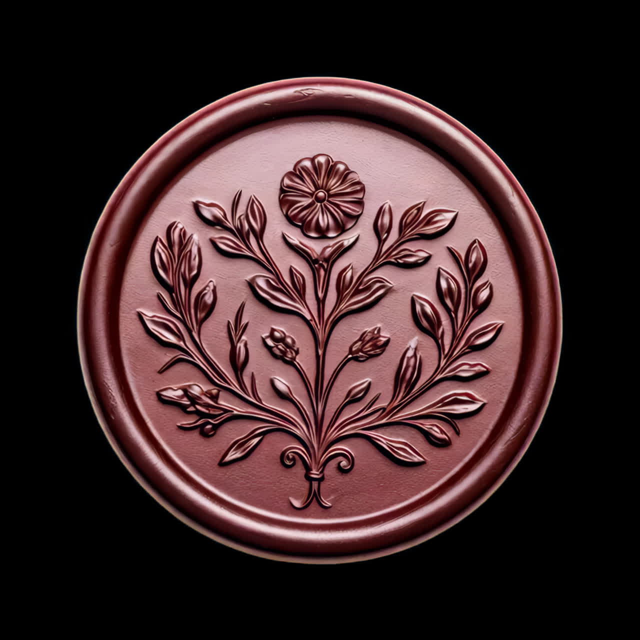 Elegant floral wax seal design animation isolated asset, transparent 4K video, alpha channel, ProRes