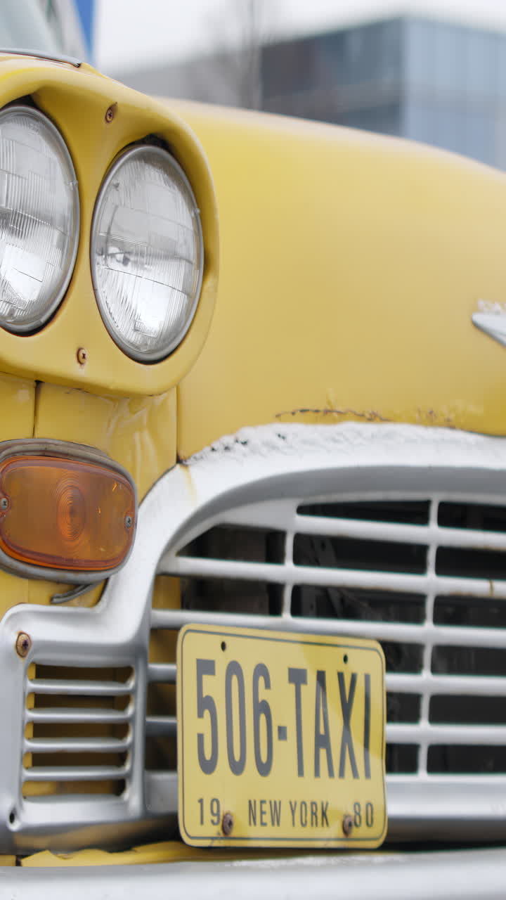Vintage Yellow Taxi in Winter