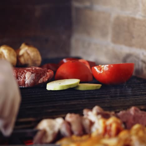 cooking food in restaurant