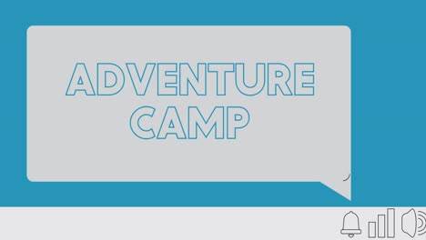 adventure camp text on notification bubble from portable information device screen.