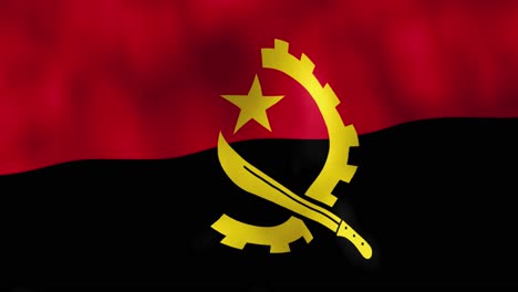 Animation-of-Republic-of-Angola-national-flag,-waving-in-full-screen