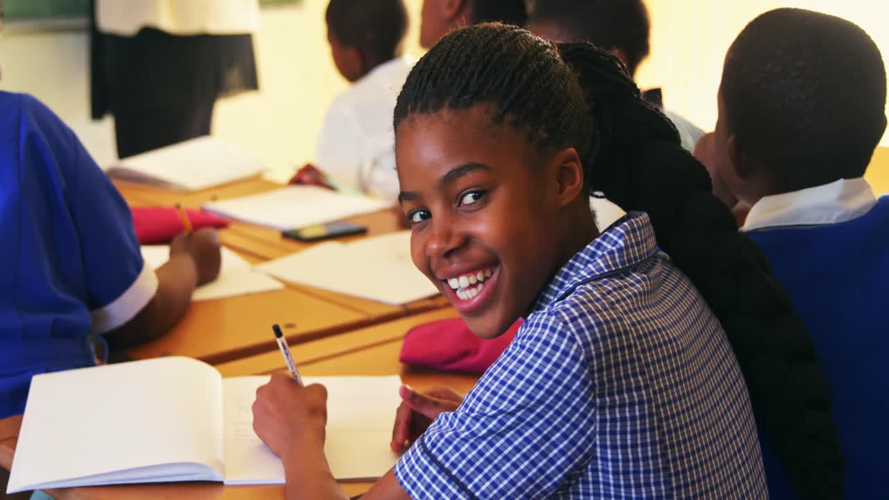 Schoolchildren in a lesson at a township school 4k