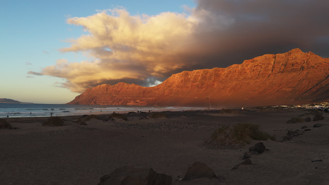Sunset over a Volcanic Beach in Tenerife