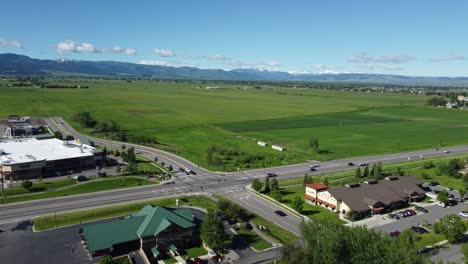 a shot overlooking open farmland in bozeman, montana