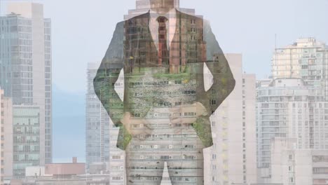 카우카스계 사업가 의 도시 풍경 에 대한 애니메이션