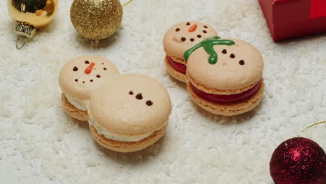 christmas snowman macarons