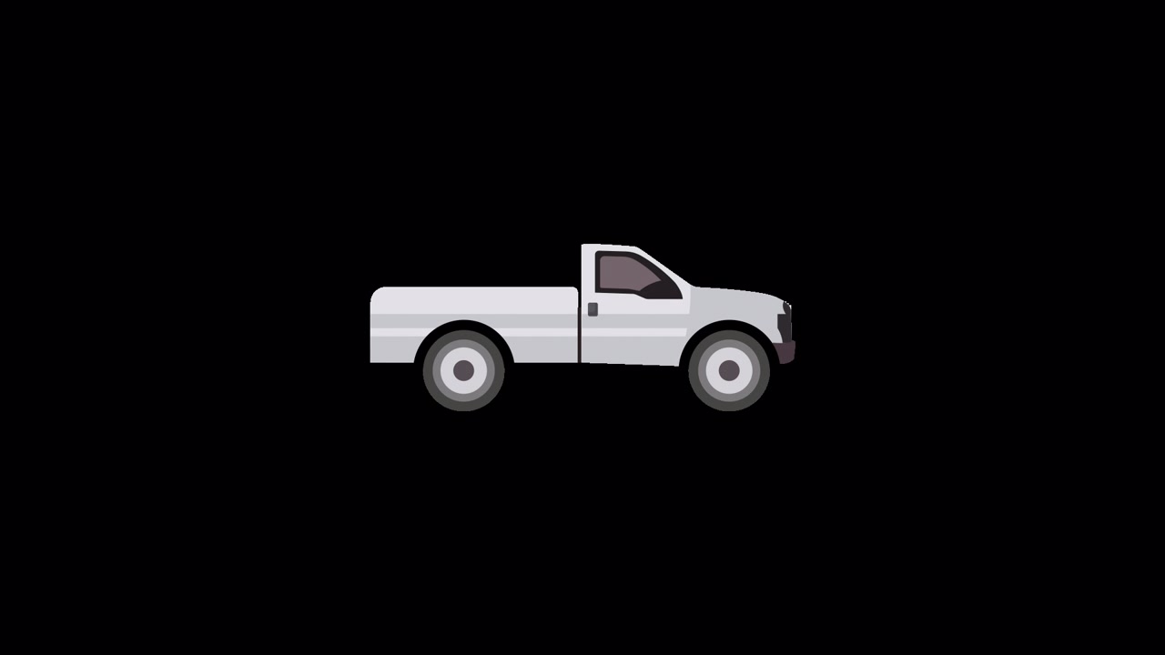 Animazione 2D di un pickup bianco in movimento