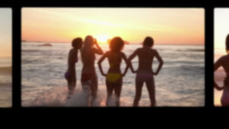 amigos de pie en la playa