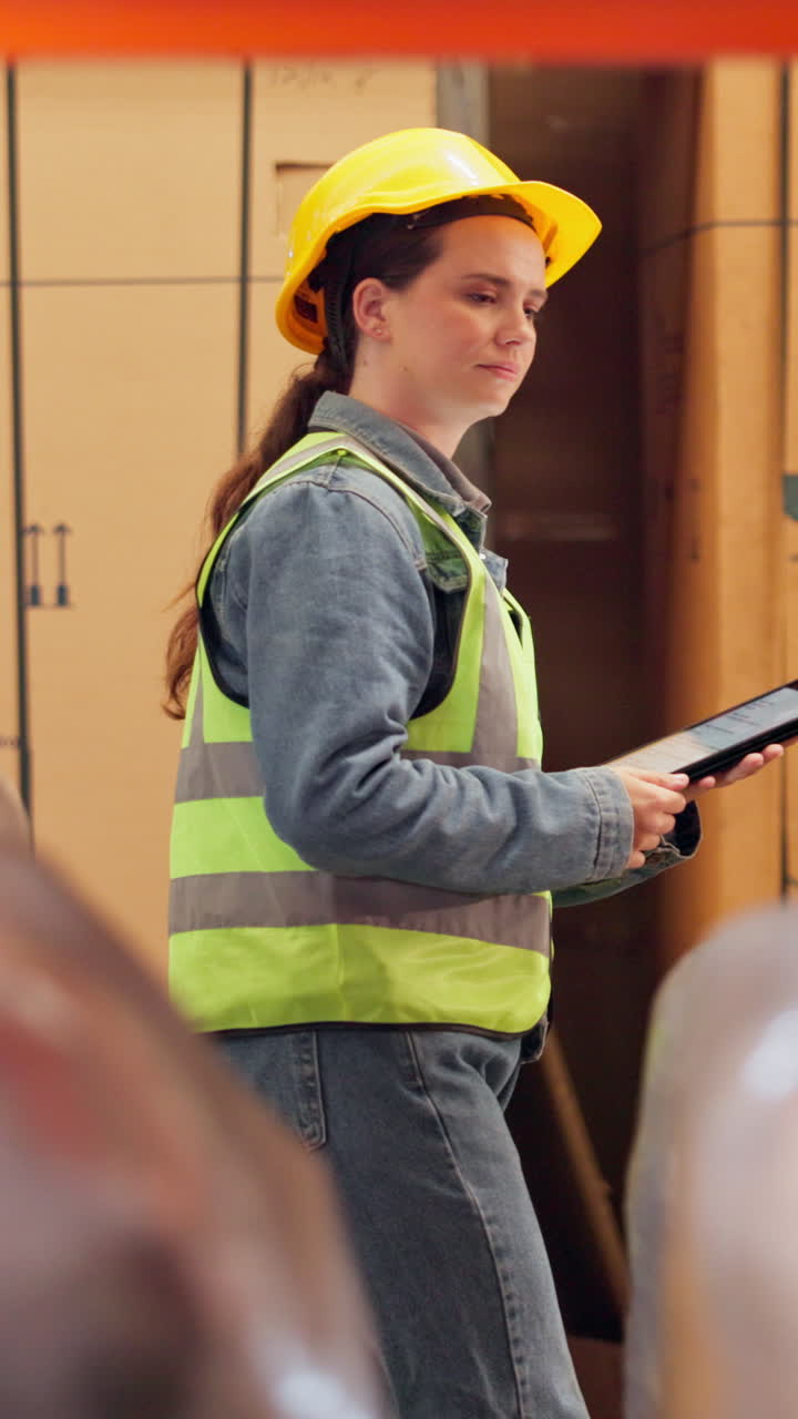 trabajador de almacén con tableta