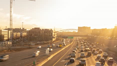 time lapse of traffic flow on interstate 25 in denver, colorado