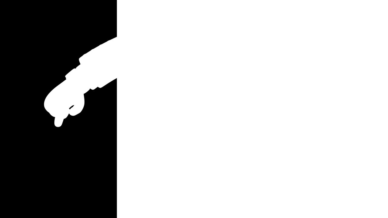 3d animation, cartoon character businessman flexible hand appears from around the corner, pointing with a finger to a blank page. Commercial offer business concept isolated on yellow background