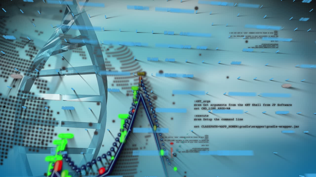 데이터 처리 및 지구상에서 dna 스트랜드의 애니메이션