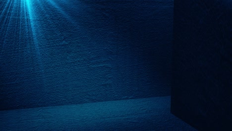 luz azul oscura parpadeante contra una pared de cemento oscura. video en bucle