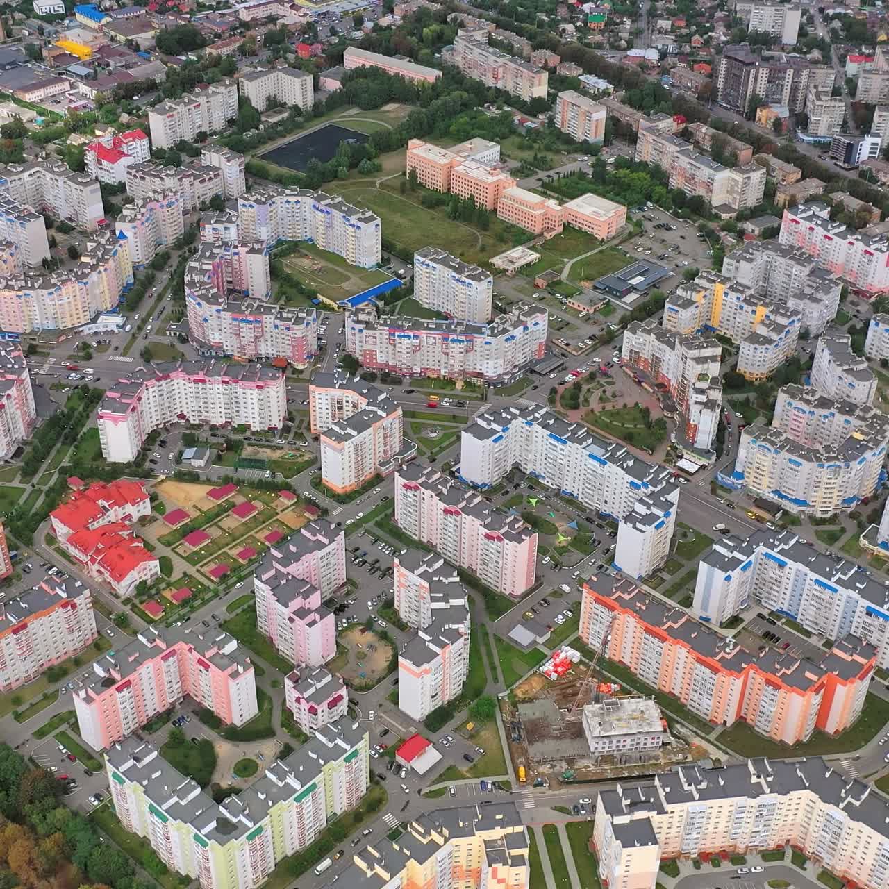 City landscape. Skyscrapers of modern design on urban background. New multi-storey buildings in the town. View from above