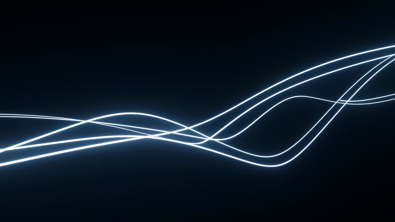 Linee ondulate astratte e luminose che scorrono su sfondo nero.
