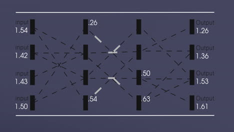 animación del procesamiento de datos financieros sobre un fondo negro