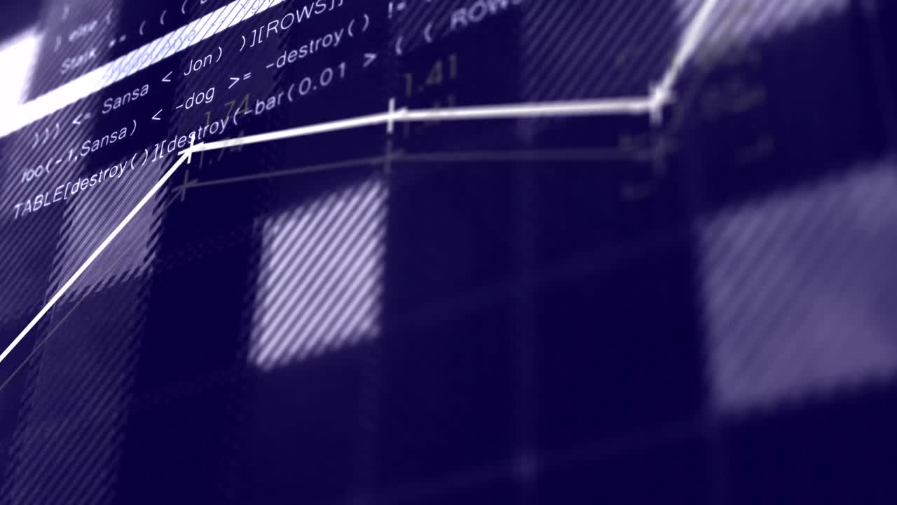 Animation of data processing on dark background