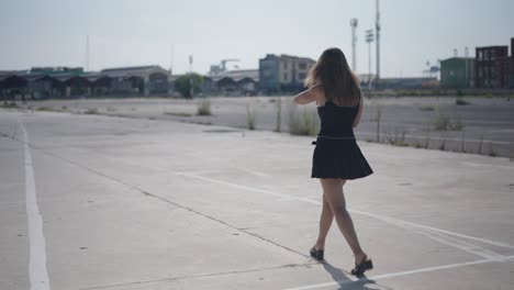 woman walking in urban area