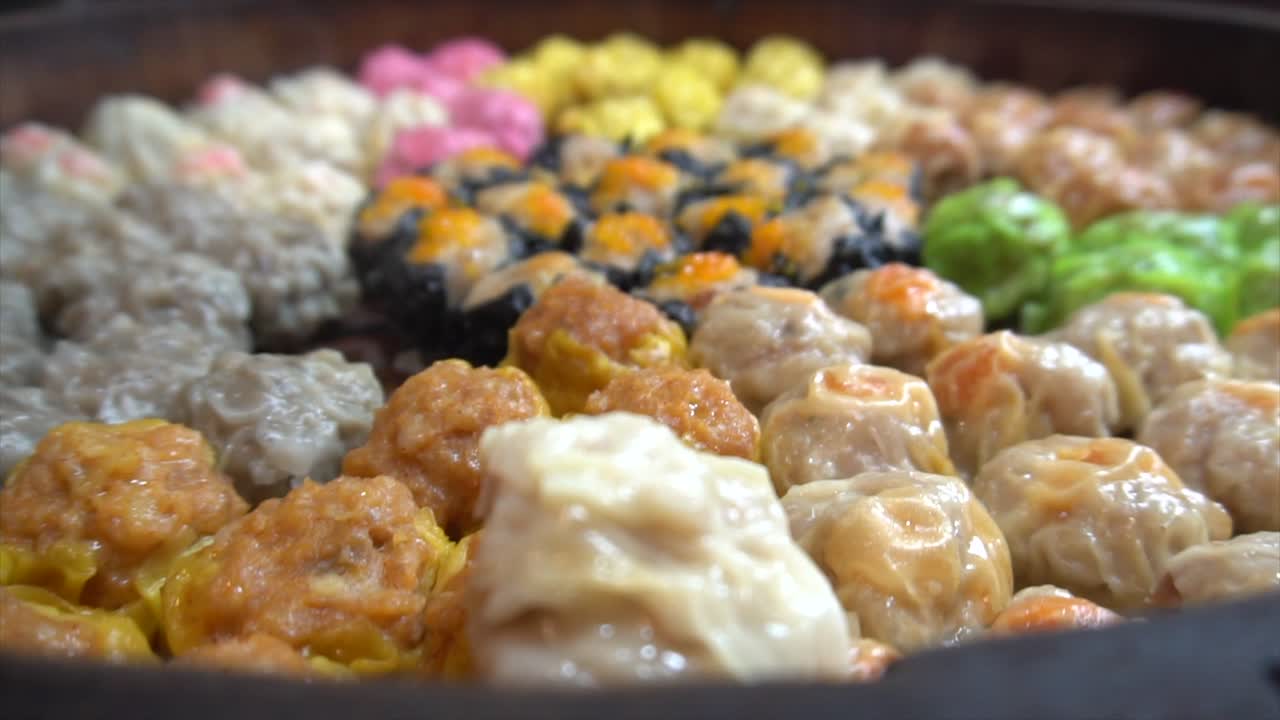 Colorful Variety of Dim Sum Dumplings