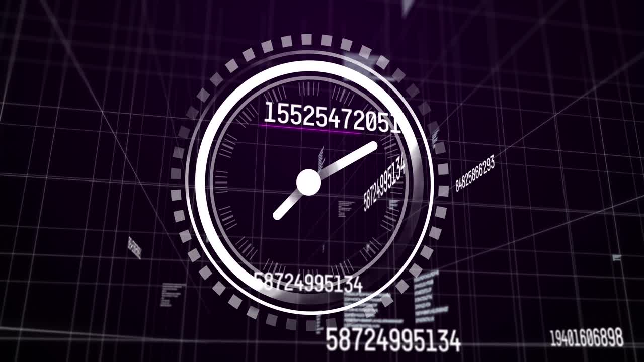 검은색 배경에 숫자를 바꾸는 시계의 애니메이션