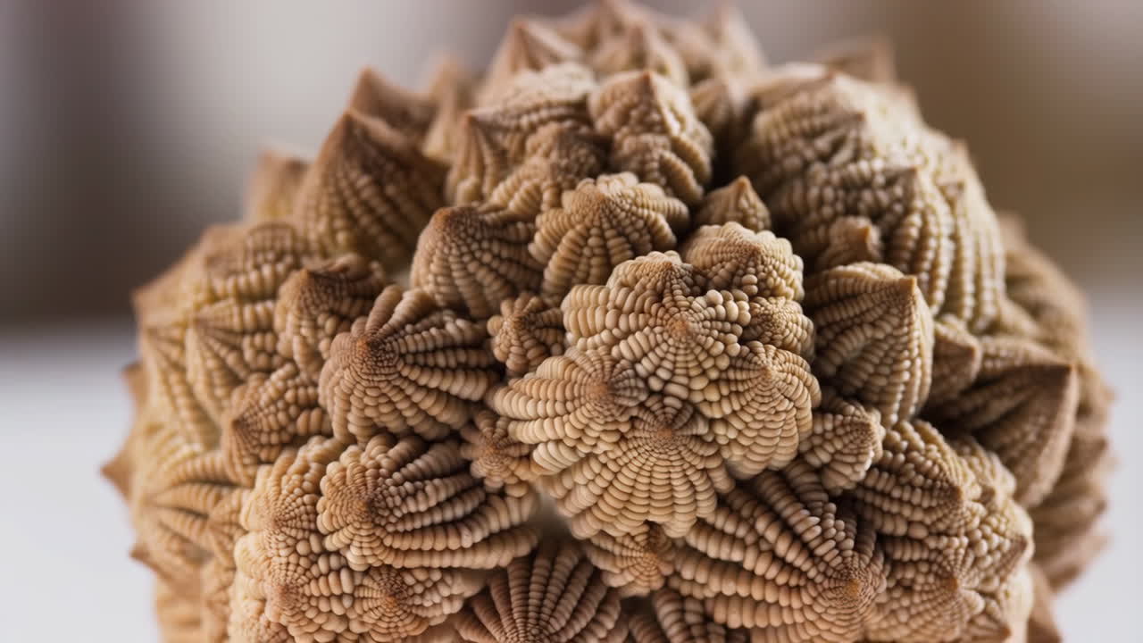 Close-up of Romanesco Broccoli's Intricate Fractal Patterns