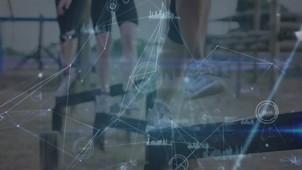 장애물 경주에서 다양한 여성에 대한 데이터 처리의 애니메이션