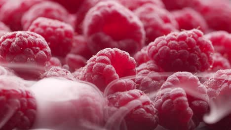 fresh raspberry with dry ice fog