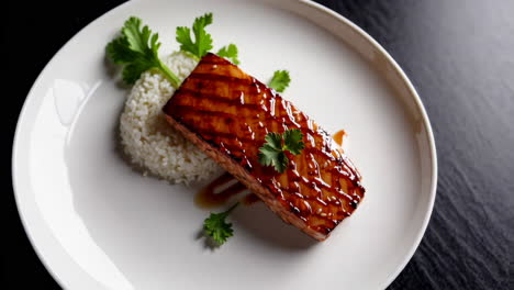 grilled teriyaki salmon with rice