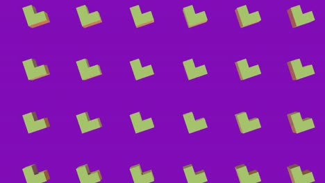 Animation-of-yellow-shapes-in-purple-background