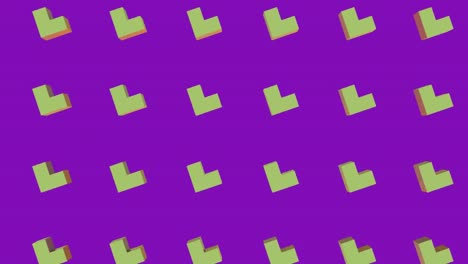 animación de formas amarillas en fondo púrpura