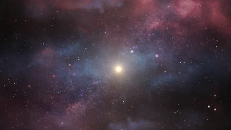 universo, una estrella brillante en medio de una nebulosa roja en el espacio ultraterrestre