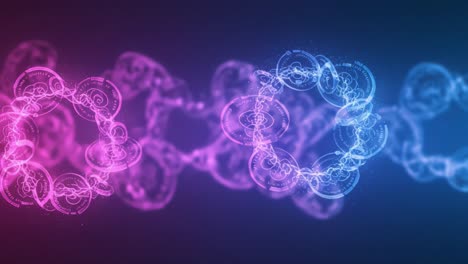 abstract waveforms: a stunning exploration of dynamic energy and colorful patterns between contrasting pink and blue circular forms