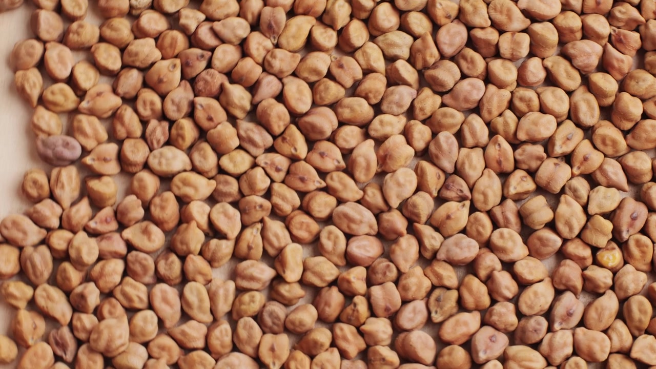 Close-up Overhead View of Raw Dried Chickpeas