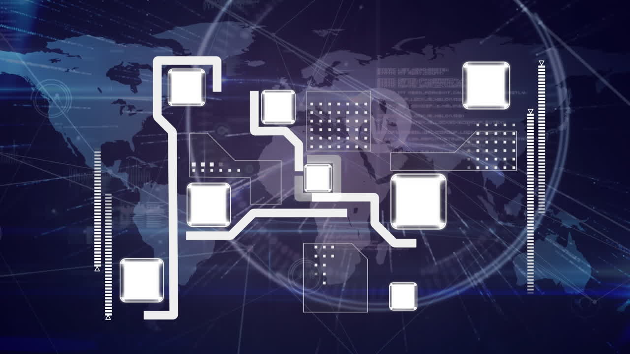 animación de redes de conexiones en el mapa del mundo