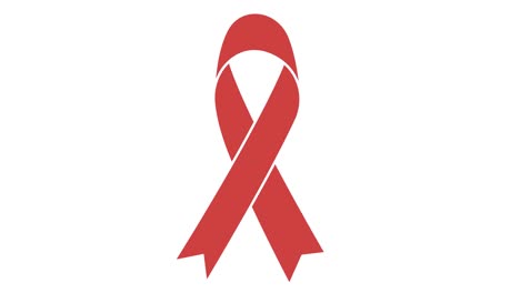 animation of cancer ribbon icon over white background