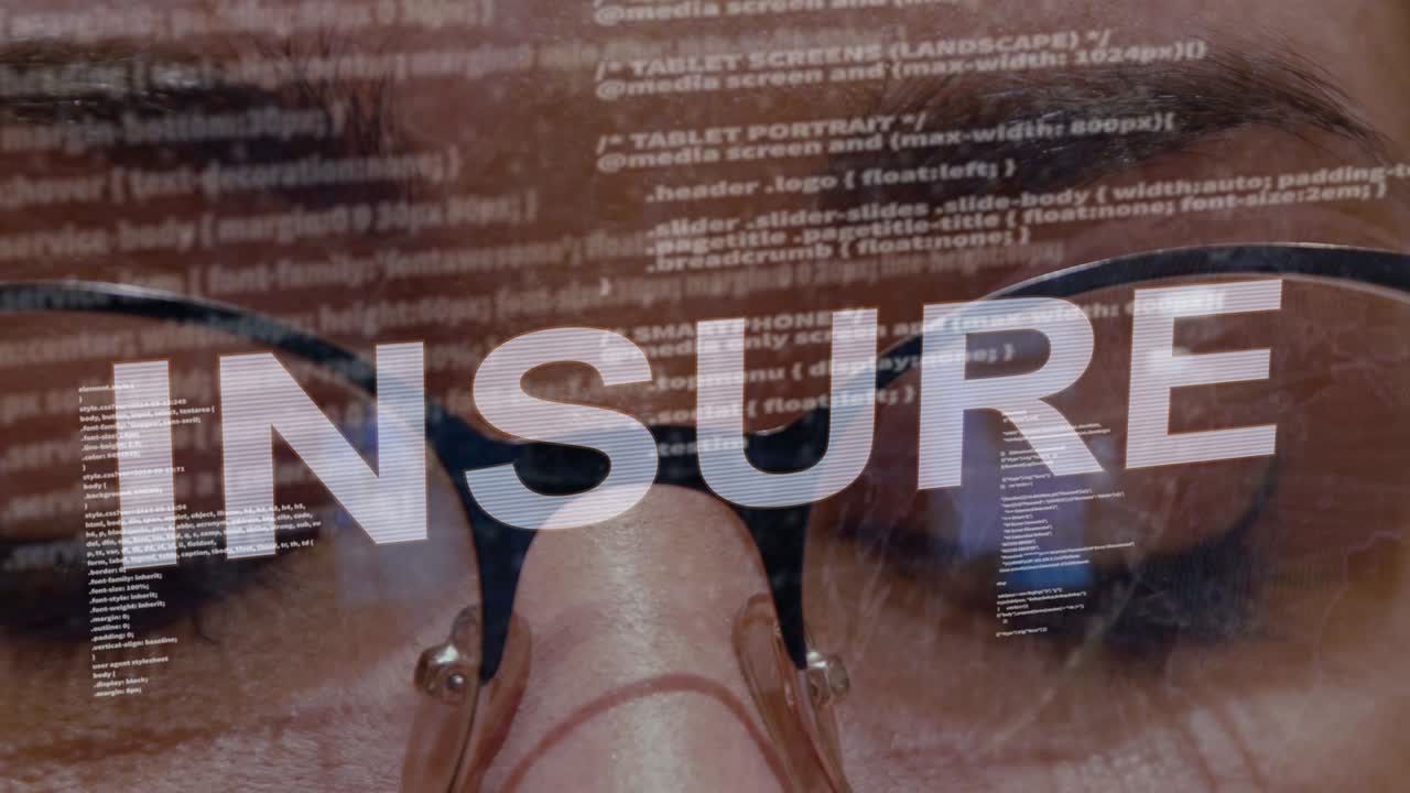 Insure text on female software developer