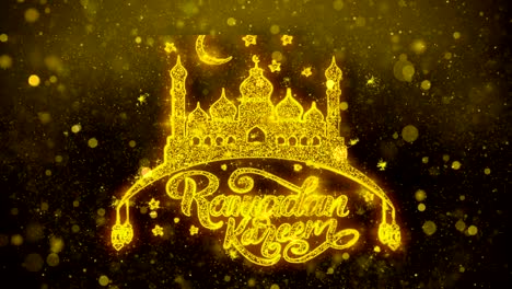 ramadan kareem wish text on golden glitter shine particles animation