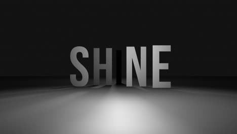 animation of white shine text on black background