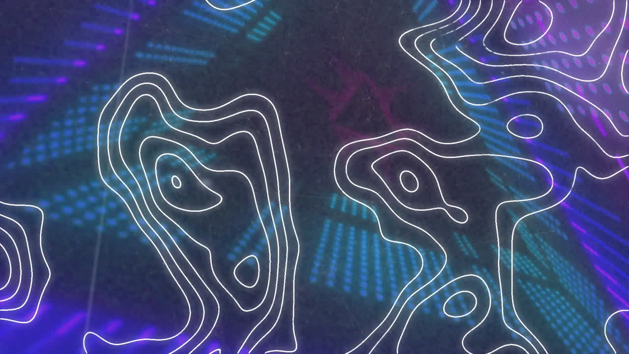 Animation of white map lines over neon tunnel
