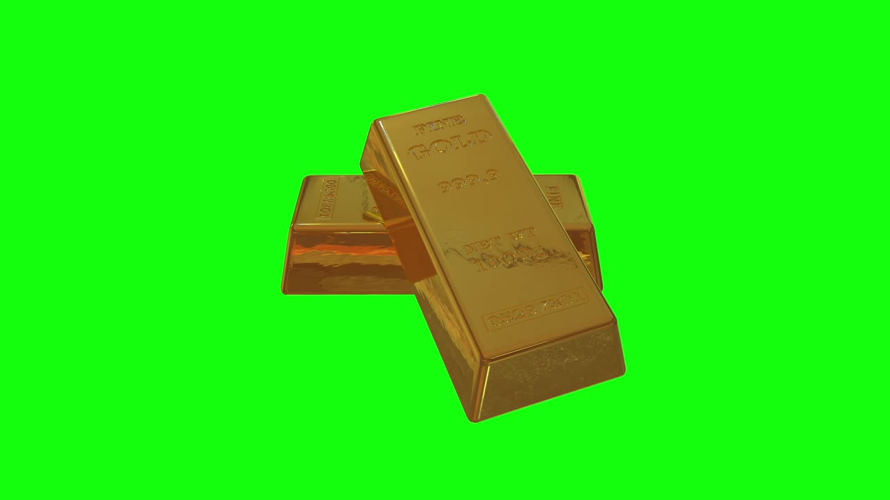 8 animaciones barras de oro lingotes de reserva estándar banco del tesoro riqueza pantalla verde