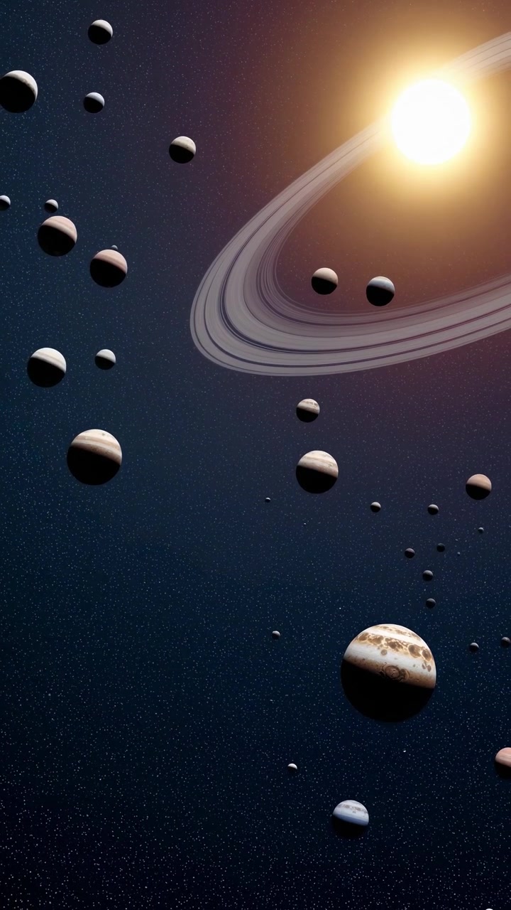 Cinematic View of Multiple Planets Orbiting a Bright Star in Deep Space