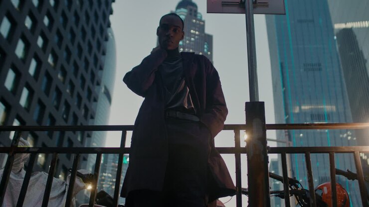Stylish Man in a Cityscape at Dusk
