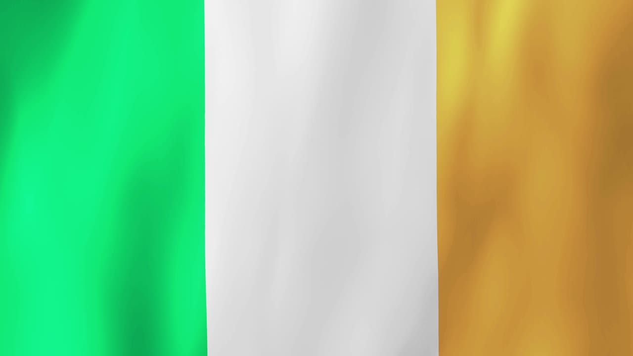 la bandera realista de irlanda ondeando en el viento. animación en 4k.