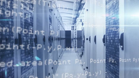 Digital animation of data flow in servers illustrates global internet network concept.