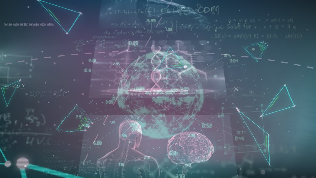 검은 바탕에 화면, 지구와 모양으로 데이터 처리의 애니메이션