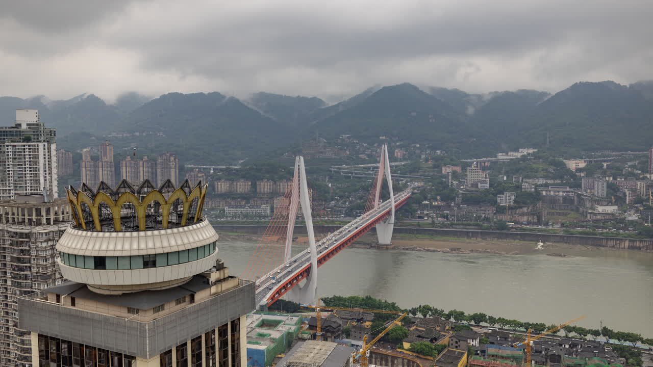 Timelapse of the amazing Chongqing city skyline from a high vantage point