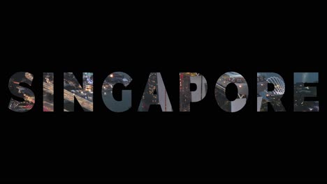 drone shot of skyline and waterfront at dusk overlaid with graphic spelling out singapore