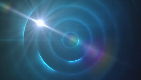 Animation-of-light-over-blue-circles-moving-on-black-background